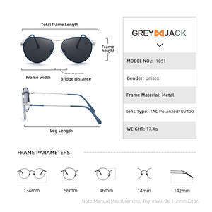 Gafas de sol clásicas de aviador Grey Jack unisex, polarizadas, con protección UV400, montura completa, lentes TAC, para conducir, actividades al aire libre y ocio. - Product Image 2