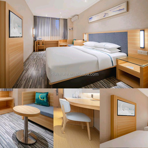 <b>Full</b> Hotel Bedroom Furniture Complete <b>Set</b> With Wooden <b>Bed</b> Frame Nighstands Lounge Sofa Wardrobe & TV Cabinet For 3 Star Hotels - Product Image 2
