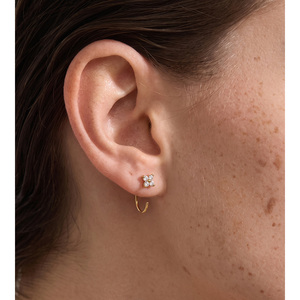 JINYOU 0014 Eleganti <span class=keywords><strong>Orecchini</strong></span> a Perno in Acciaio Inossidabile Placcato Oro PVD con Zirconia Cubica a Forma di Fiore, Mini Gioielli <span class=keywords><strong>per</strong></span> Donne - Product Image 4
