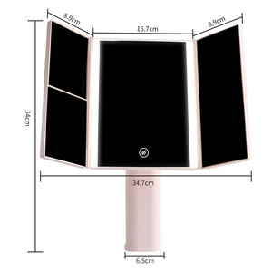 Espejo de Vanidad Portátil con Aumento de 1/2/3X, Espejos de Maquillaje Plegables de 3 Secciones, Rotación de 180°, Regulador de Intensidad Continuo, Espejos de Mesa de Belleza - Product Image 4