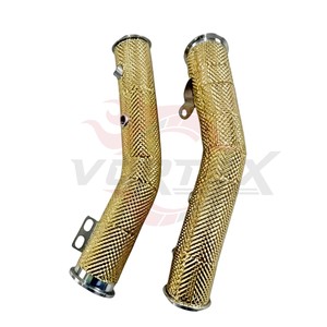 ท่อไอเสียหน้าแบบ Vortex Heat Insulated Golden Turbo สำหรับ Maserati MC20 Coupe พร้อมแผ่นกันความร้อนและช่องเซ็นเซอร์ - Product Image 5