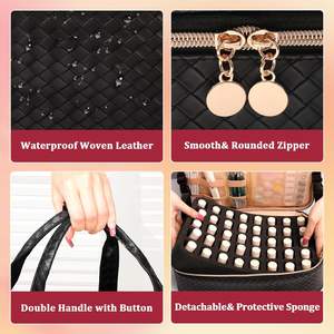 Échantillon gratuit, trousse de toilette de voyage personnalisée pour femmes, vente en gros, sac de maquillage Oxford, fermeture éclair - Product Image 5