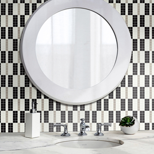 Mosaico de Vidrio con Diseño de Teclas de <span class=keywords><strong>Piano</strong></span> en Blanco y Negro, Azulejo Decorativo para Pared de Baño - Product Image 3