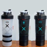 Bouteille shaker noire de 22 oz pour système Pro Stak, organisateur de pilules, compatible avec le stockage de poudre protéinée et de suppléments d'entraînement