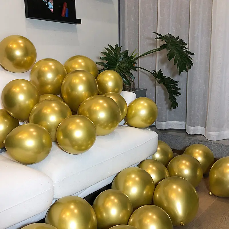 Drea Groothandel 10Inch 1.8G Gelukkige Verjaardag Goud Opblaasbare Metallic Latex Ballons Voor Decoratie 50 Stuks