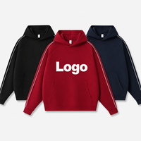 Hoodie Pria Berkualitas Tinggi Anti Pilling Anti Susut Eco 380g Campuran Katun Warna-Blok Pullover Logo Kustom