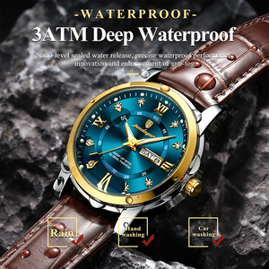 Poedagar 936 Wholesale High Quality Leather Men's Wrist Watch Waterproof Luminous Quartz Watches for Men - Product Image 4