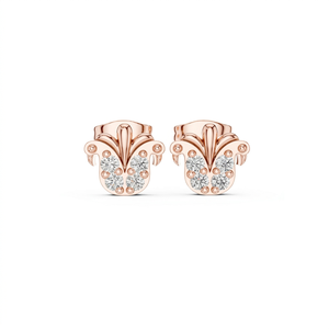 Boucles d'oreilles en or rose avec diamants de laboratoire, taille ronde, pour femme, cadeau idéal pour fête ou anniversaire - Product Image 1