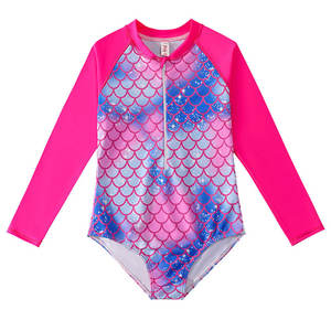 Maillot de bain sirène européen et américain Maillot de bain une pièce pour enfants Maillot de bain à manches longues pour filles Maillot de bain printemps chaud Style écailles de poisson pour enfants - Product Image 6