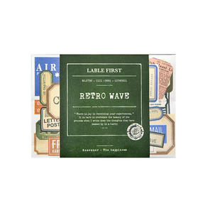 200 feuilles/paquet étiquette première série étiquette bâton sac en papier rétro fond Collage décoration carnet Message autocollants 5 modèles - Product Image 5