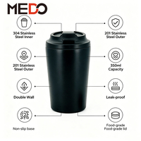 Mug de voyage personnalisé 12 oz avec logo – Gobelet isotherme en acier inoxydable sans BPA avec couvercle rabattable pour usage quotidien/bureau/salle de sport/extérieur