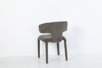 Chaise de salle à manger moderne entièrement recouverte de tissu, chaise d'appoint à dossier incurvé avec pieds en métal et revêtement en chenille pour la maison
