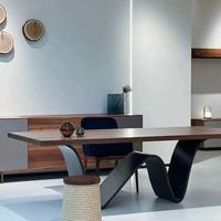 Table de salle à manger, de bureau ou de conférence de style chinois simple et créatif en bois massif de couleur noyer noir nordique