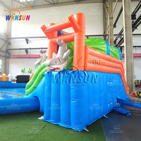 WINSUN Toboggan aquatique gonflable Octopus et château gonflable certifié CE en PVC, capacité 100-500 kg