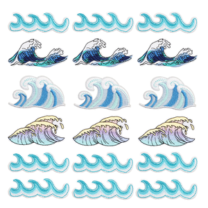 Iron-On Embroidered Eco-Friendly Felt PVC Various Wave Patch for Clothing <b>Hat</b> <b>Bag</b> Decoration - Product Image 1