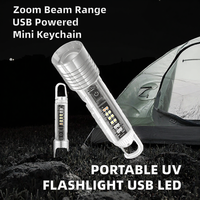Mini lampe torche LED portable blanc chaud rechargeable par USB haute luminosité pour camping extérieur longue portée en plastique