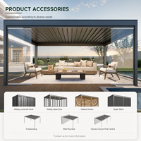 Pergola intelligente en aluminium avec commande par application, capteur de pluie automatique, toit à lames motorisées, imperméable