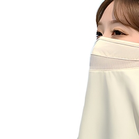 Masque de protection solaire intégral anti-UV en soie glacée de polyester uni pour femme Suameja, voile de protection solaire tendance à col court
