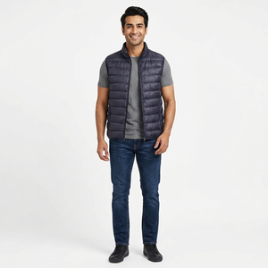 Blouson matelassé en toile pour homme, best-seller, couleurs personnalisables, fermeture éclair intégrale, sans manches, vêtements d'hiver, respirant, séchage rapide, style urbain - Product Image 1