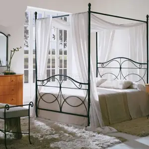 Letto a Baldacchino in Metallo Moderno con Cassettiera e Contenitore in Ferro - Design Accattivante - Vendita all'Ingrosso - Product Image 1