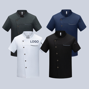 Uniforme <span class=keywords><strong>de</strong></span> Chef <span class=keywords><strong>de</strong></span> Verano para Hombre, Transpirable, <span class=keywords><strong>de</strong></span> Sarga <span class=keywords><strong>de</strong></span> Algodón Fino, para Hoteles, Panaderías y Pastelería - Ropa <span class=keywords><strong>de</strong></span> Cocina <span class=keywords><strong>de</strong></span> Manga Corta - Product Image 1