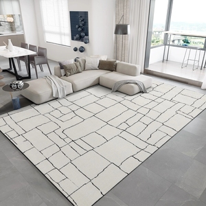 <span class=keywords><strong>Tappeto</strong></span> ad anello antimacchia bianco perla e <span class=keywords><strong>nero</strong></span> tappeti rotondi di design d'interni moderni eleganti francesi - Product Image 5