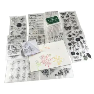 可重复使用的硅胶邮票套装定制剪贴簿切割模具透明橡皮邮票，用于卡片制作装饰