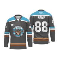 Jersey Hoki Es Kustom OEM ODM Unisex Dewasa Remaja Nama Nomor Logo Kustom Cetak Sublimasi Grosir Seragam Hoki Tim