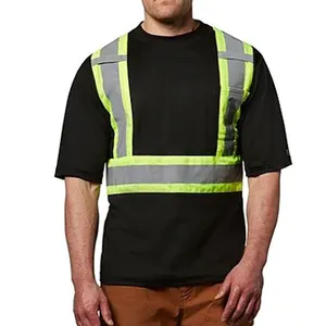De Seguridad reflectante de alta visibilidad de t camisa con manga corta para hombres construcción Hola viz camisas de trabajo con bolsillo camisetas