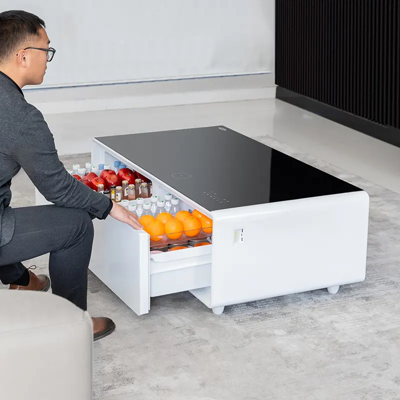 Meubles modernes de luxe Table basse intelligente Réfrigérateur intelligent Meubles pour la maison Réfrigérateur Meubles de salon en acier peint