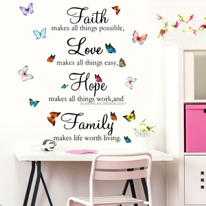 Proverbes étrangers Slogan inspirant papillon fleur Stickers muraux Studio porche décoration papier peint autocollants auto-adhésifs - Product Image 4