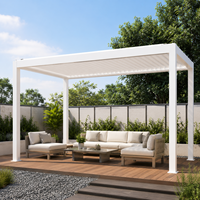 Pergola en aluminium blanc sur mesure avec toit à lames orientables, imperméable, pour jardin, terrasse, toit