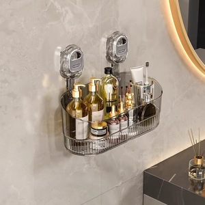 Étagère murale moderne en plastique à ventouse pour toilettes, boîte de rangement pour cosmétiques et articles de toilette - Product Image 2
