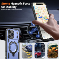 Funda Magnética 2 en 1 para Teléfono TPU PC 360 ° Funda Protectora Giratoria con Anillo y Protección de Lente de Cobertura Total a Prueba de Golpes para iPhone 18 17 Pro Max