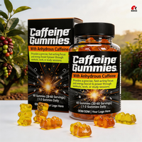 Gummies de caféine naturelle OEM/ODM 100mg pour l'énergie et la concentration, à base de pectine, complément alimentaire GMP/Halal/Kosher