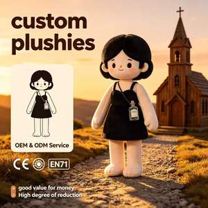 Poupée en peluche de style parisien, personnage en petite robe noire, jouet en peluche en coton doux, cadeau à thème chic européen - Product Image 1