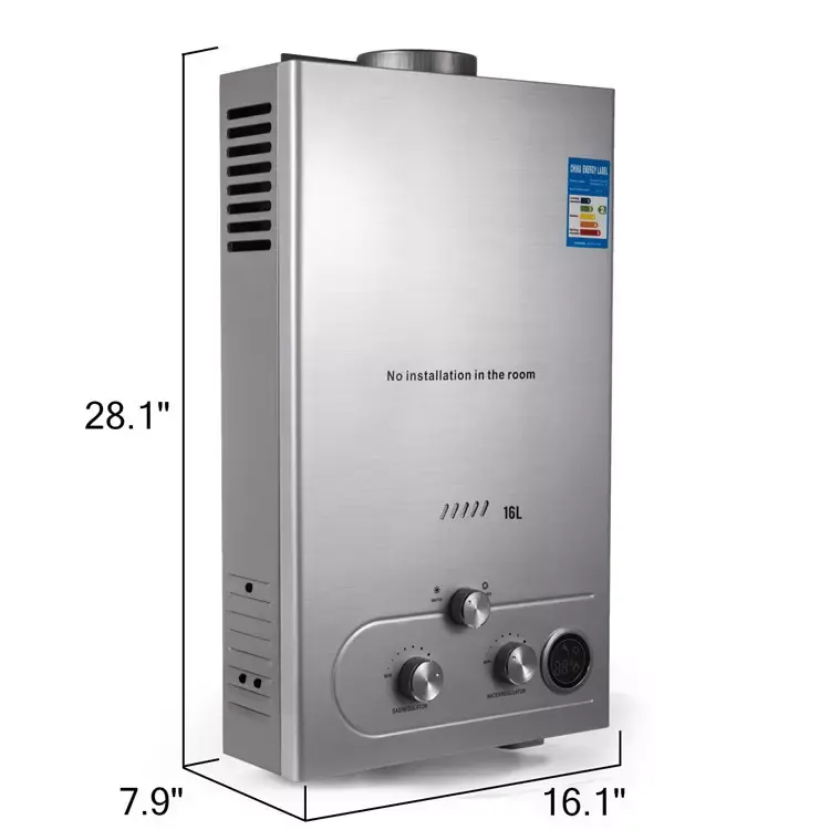 PEIXU-12L pemanas air Gas LPG pemanas air Gas instan domestik tanpa tangki propana tanpa gas pemanas air Gas penukar panas