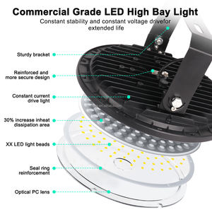 德国仓库库存工业飞碟发光二极管高棚灯100W 200W 300W 6500K工厂长寿命聚光灯IP65车间 - Product Image 5