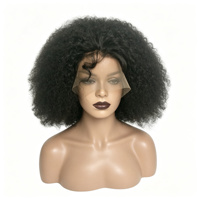 Perruque frontale en dentelle HD transparente monofilament, cheveux brésiliens vierges afro crépus, en promotion