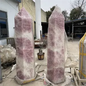 천연 거대한 크기의 크리스탈 타워 로즈 쿼츠 크리스탈 종단 포인트 지팡이 클리어 쿼츠 기둥 치유 돌