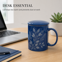 Nouvelle arrivée : tasse à thé 11 oz avec infuseur en céramique classique et infuseur et couvercle en acier inoxydable pour thé en feuilles.