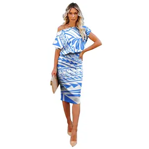 Hot Sale New Trendy Casual Women Dress Fashionable Print Polynesian Dresses Daily Wear Party Club Bodycon Dresses