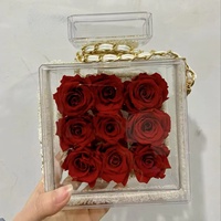 TC Luxury Coffret de 9 Fleurs Éternelles en Acrylique pour la Saint-Valentin et la Fête des Mères, Roses Préservées, Décoration de Sac à Main