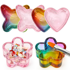 Bol à Dappen en Verre Multifonctionnel Rose Arc-en-ciel Cœur Papillon Fleur pour Pinceaux et Liquides Acryliques – Idéal pour Salons de Manucure - Product Image 1