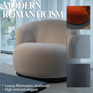 Sillón de Salón Moderno y Minimalista con Brazos Redondeados, Tapizado en Tela Beige, para Sala de Estar - Product Image 2