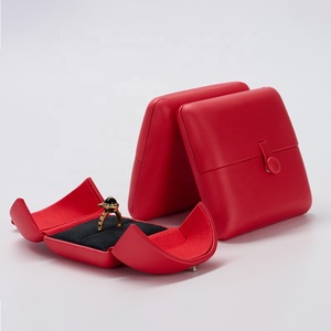FANXI Customized Red PU Leather <b>Black</b> Microfiber Inside Jewelry <b>Box</b> Ring <b>Box</b> - Product Image 3