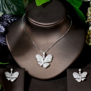 ชุดเครื่องประดับเจ้าสาวสุดอินเทรนด์ของผู้หญิง HiBride N-1687ไมโครซีแซดทรงผีเสื้อสร้อยคอสำหรับงานแต่งงานเพทายสำหรับชุดเจ้าสาว - Product Image 2