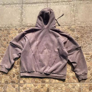 Custom Street Style Faded Washed Hoodie Tie-dye Rhinestone 500GSM Cotton <strong>Velour</strong> Regular Fit Vintage Pullover <strong>Sweatshirt</strong> for Men - Product Image 2