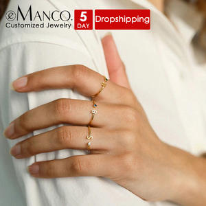 Bague personnalisée <span class=keywords><strong>avec</strong></span> initiale <span class=keywords><strong>et</strong></span> <span class=keywords><strong>pierre</strong></span> <span class=keywords><strong>de</strong></span> <span class=keywords><strong>naissance</strong></span> eManco, 5 jours, en acier inoxydable, ajustable, idéale pour le dropshipping - Product Image 1