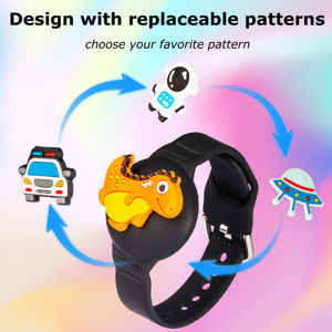 Personnalisable mignon véritable Silicone aimant <span class=keywords><strong>AirTag</strong></span> couverture pour enfants étanche antichoc sangle bricolage luxe porte-carte souple - Product Image 3